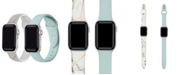 Posh Tech Men's and Women's Metallic Marble Seafoam Blue and White 2 Piece Silicone Band for Apple Watch 42mm